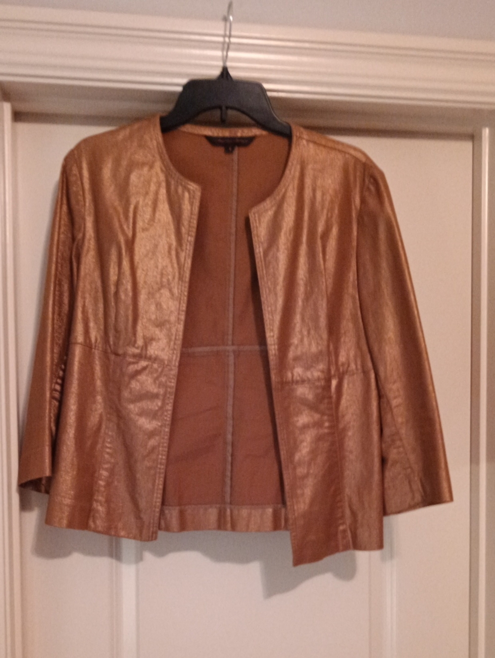 Women's Bronze Gold Shimmer Open-Front Jacket